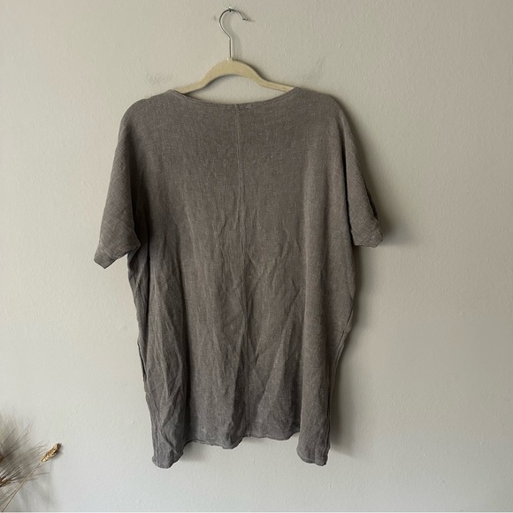 Meo Meli Made in Italy Linen Blend Slit Top in Grey - Picture 10 of 12